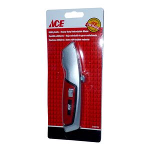 Ace Heavy Duty Utility Knife with Retractable Blade Red and Silver Ace Heavy Duty Utility Knife with Retractable Blade Red and Silver